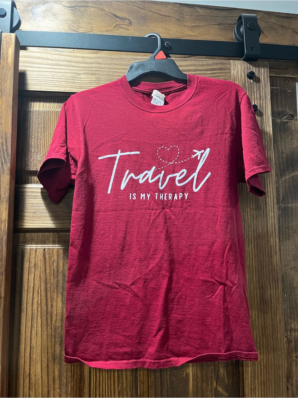 Travel Is My Therapy Short Sleeve Tee - Crimson Red